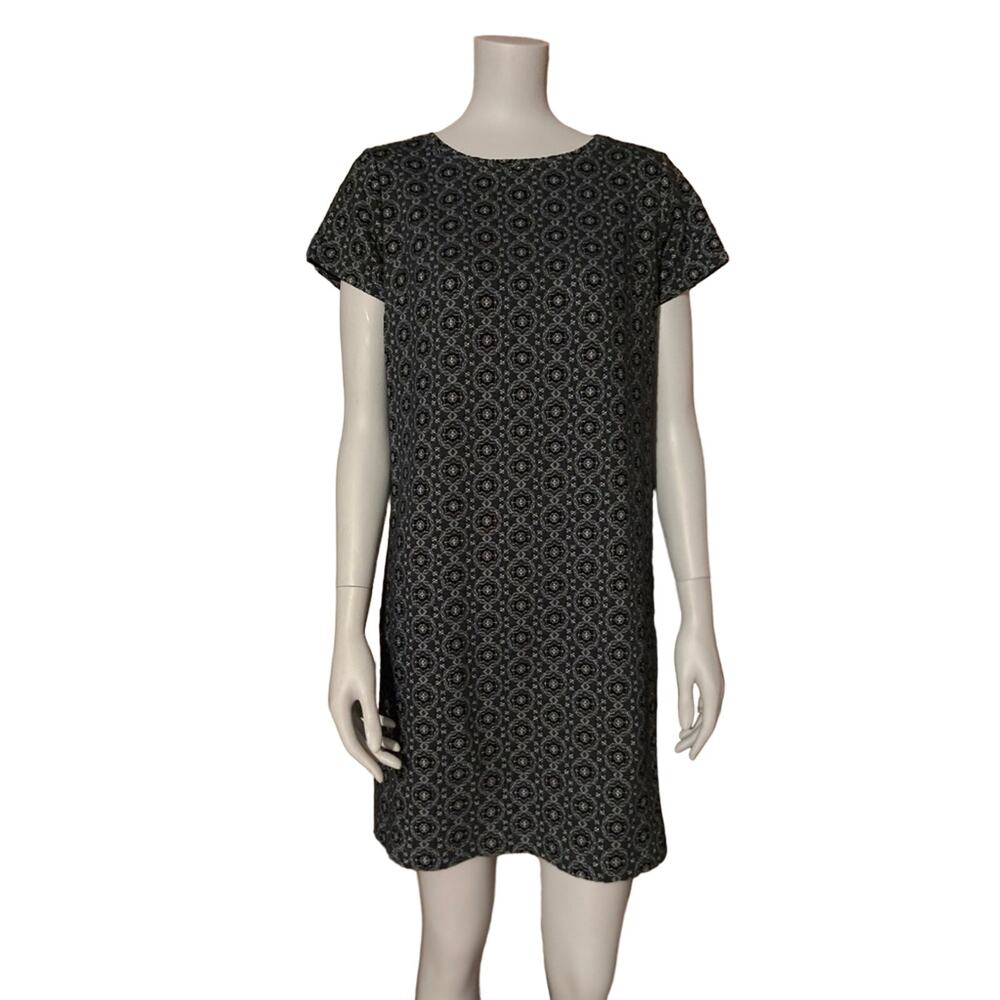 LOFT Petite Dark Blue Cotton Knit Short Sleeve Shift Dress sz SP